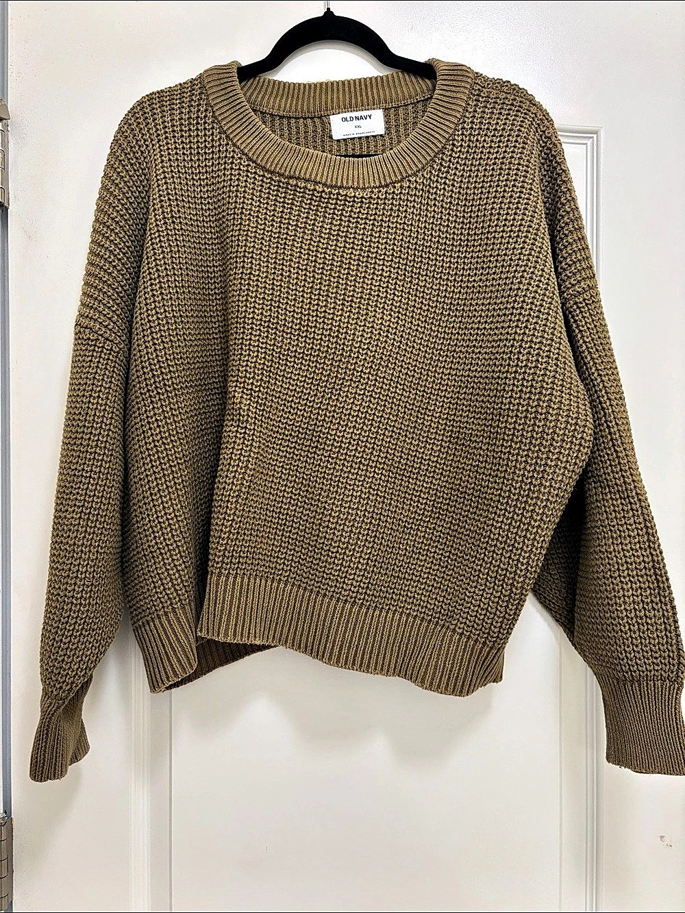 Old Navy Textured Waffle-Knit Crew-Neck Sweater Brown XXL